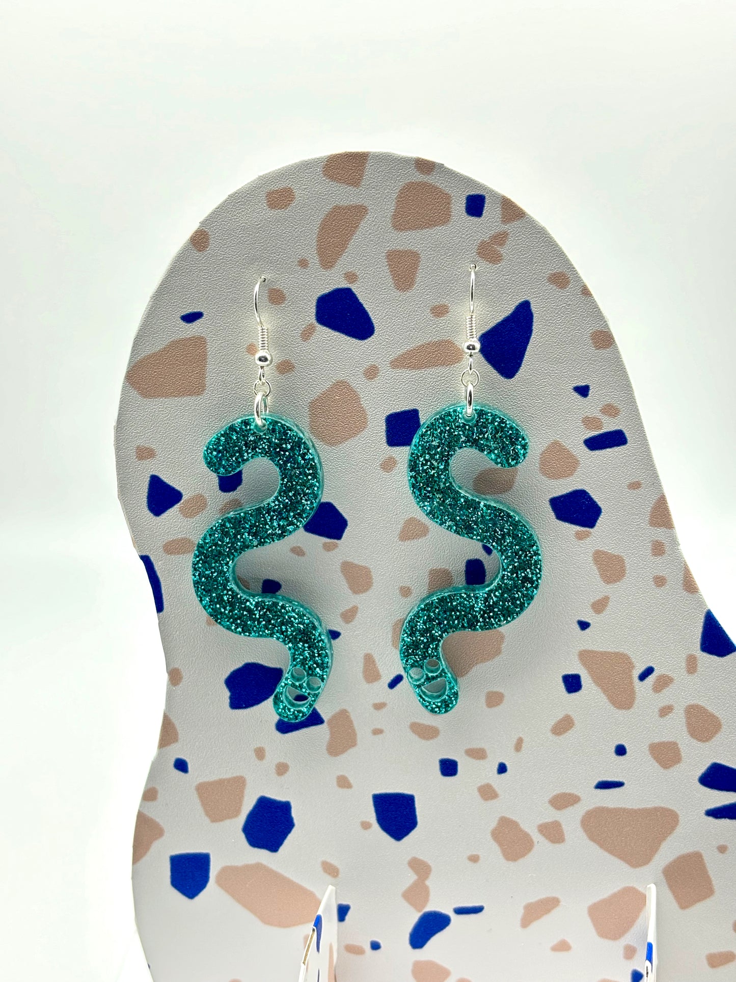 Glitter Worm Simple Dangles - Teal image 2