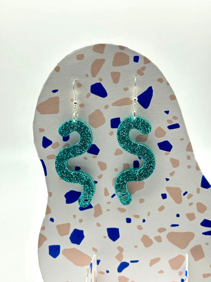 Glitter Worm Simple Dangles - Teal image 2
