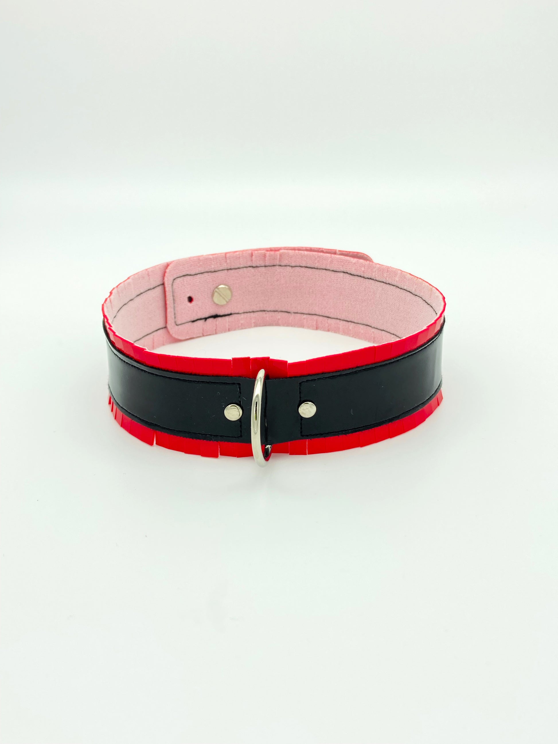 Fringed PVC choker - Red & Black image 0