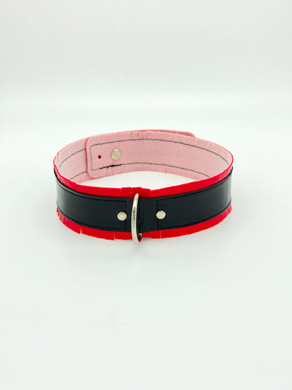 Fringed PVC choker - Red & Black image 0