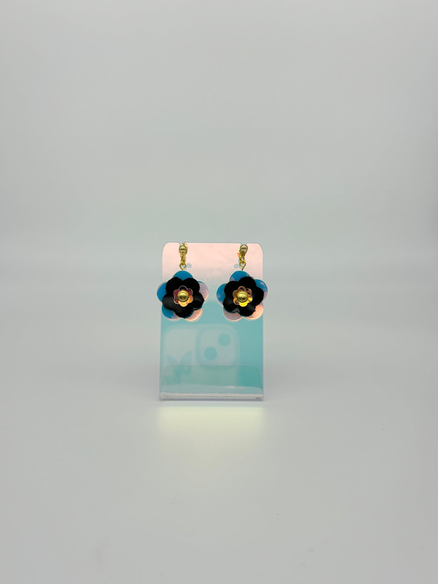 Mini Punk Flower Earrings - Iridescent & Black image 7