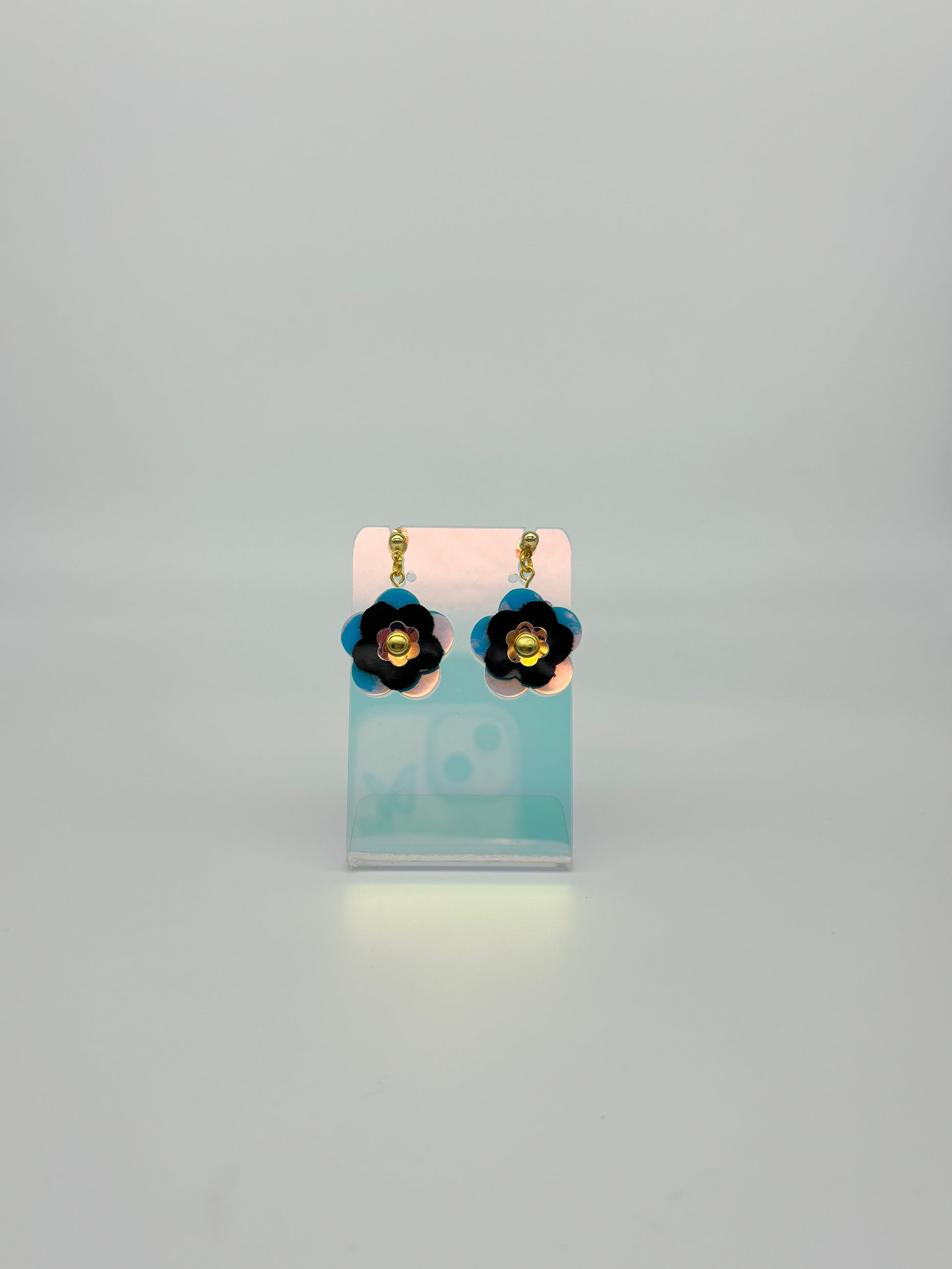 Mini Punk Flower Earrings - Iridescent & Black image 7
