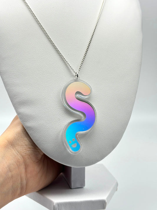 Wormie Necklace - Holographic Silver Vinyl image 0