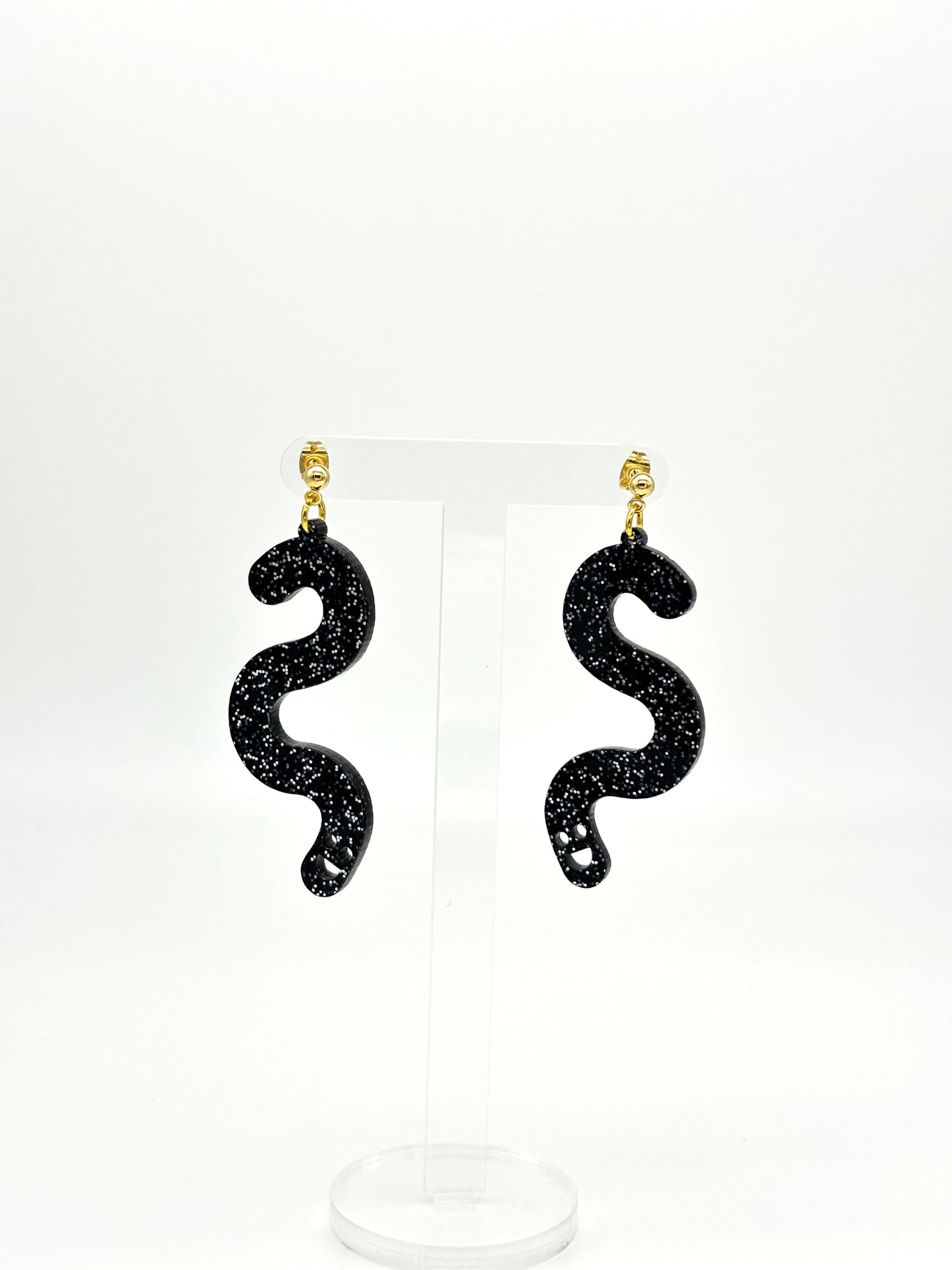 Glitter Worm Simple Dangles - Black image 2