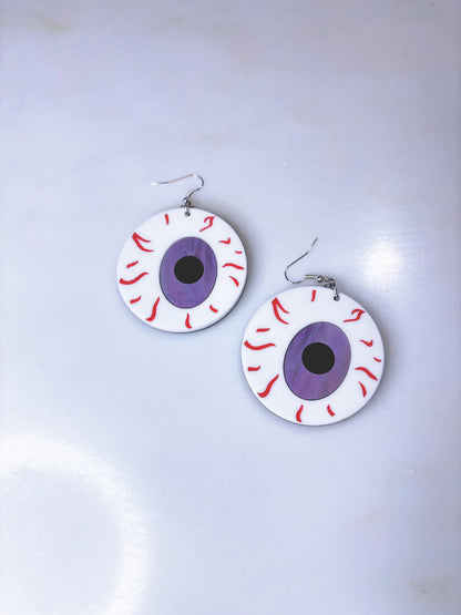 *Sample* Large Eyeball Earrings - Swirly Lilac Marble image 2