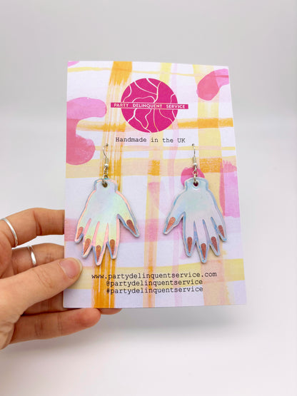 Sparkly Hand Earrings - Silver Holo Gen 2 image 5