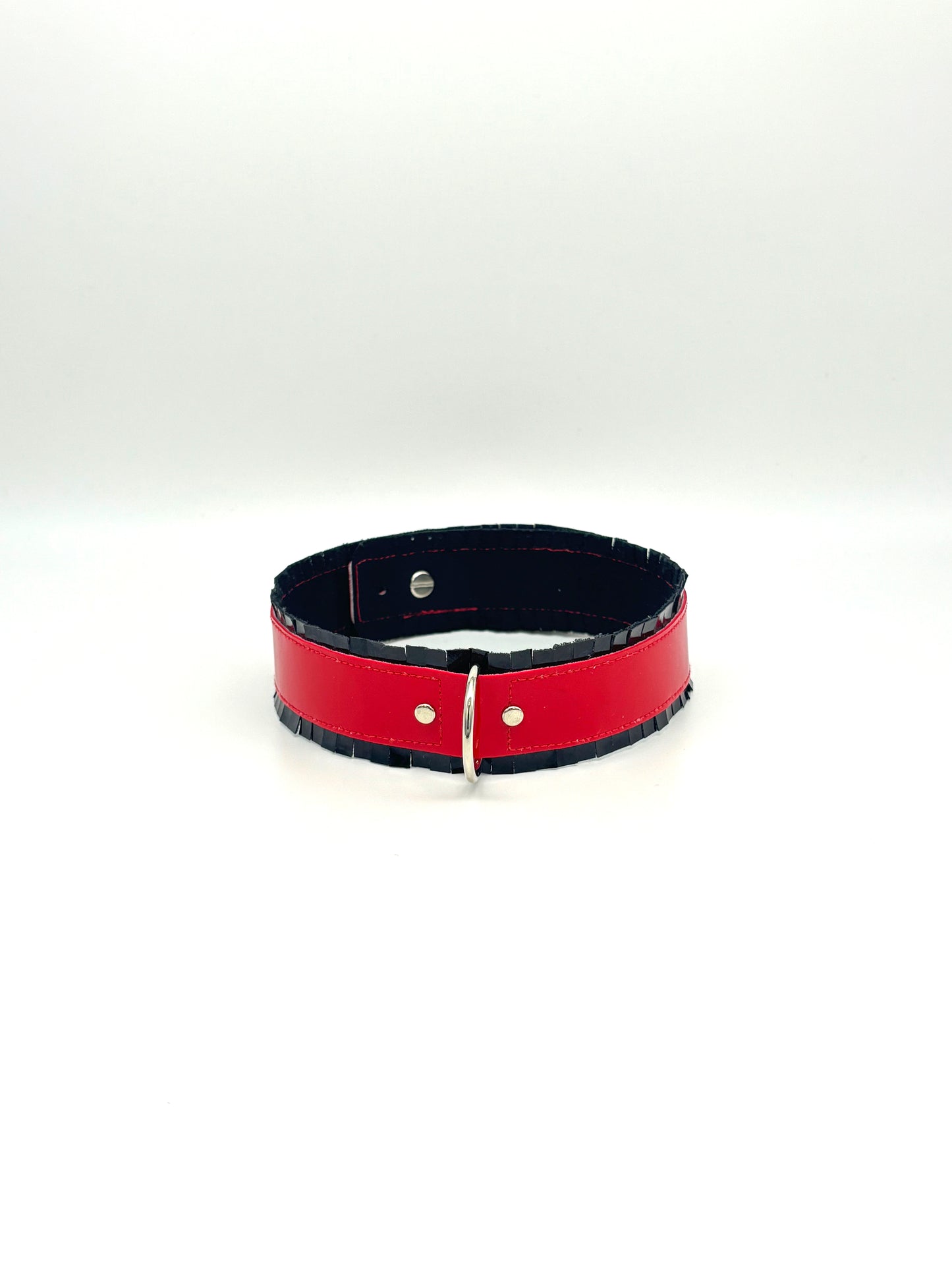 Fringed PVC choker - Black & Red image 2