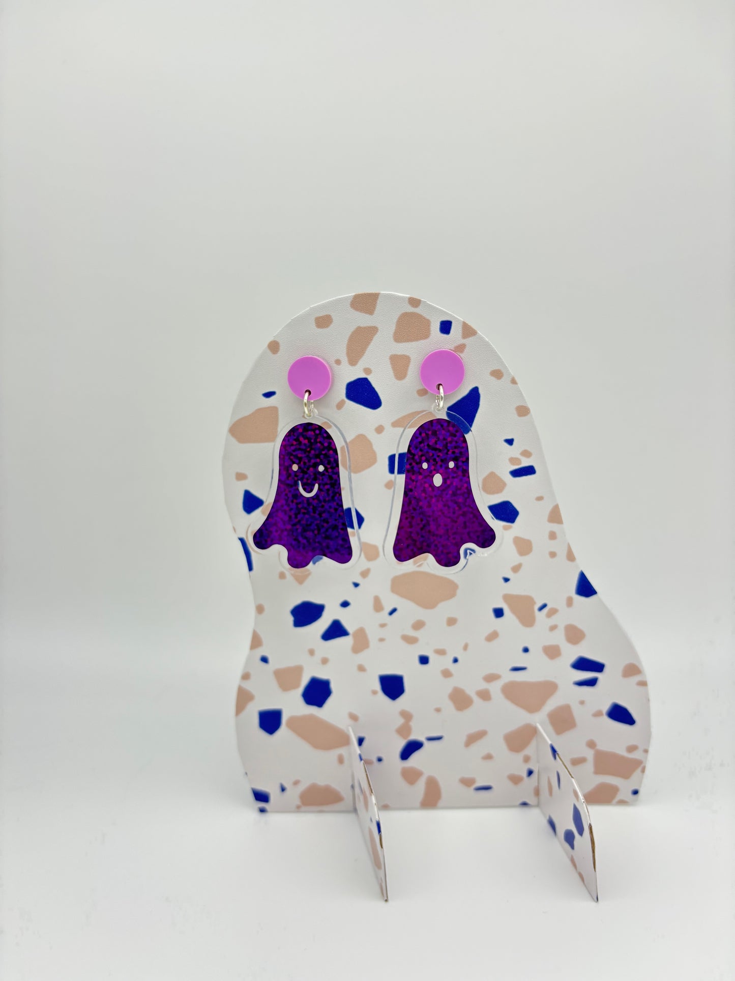 Holographic Ghost Earrings - Violet Shimmer image 4