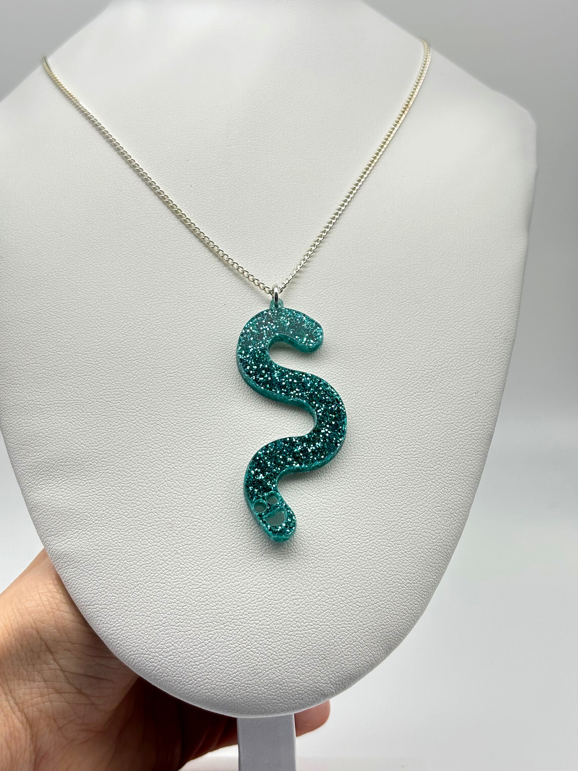 Wormie Necklace - Teal Glitter image 0