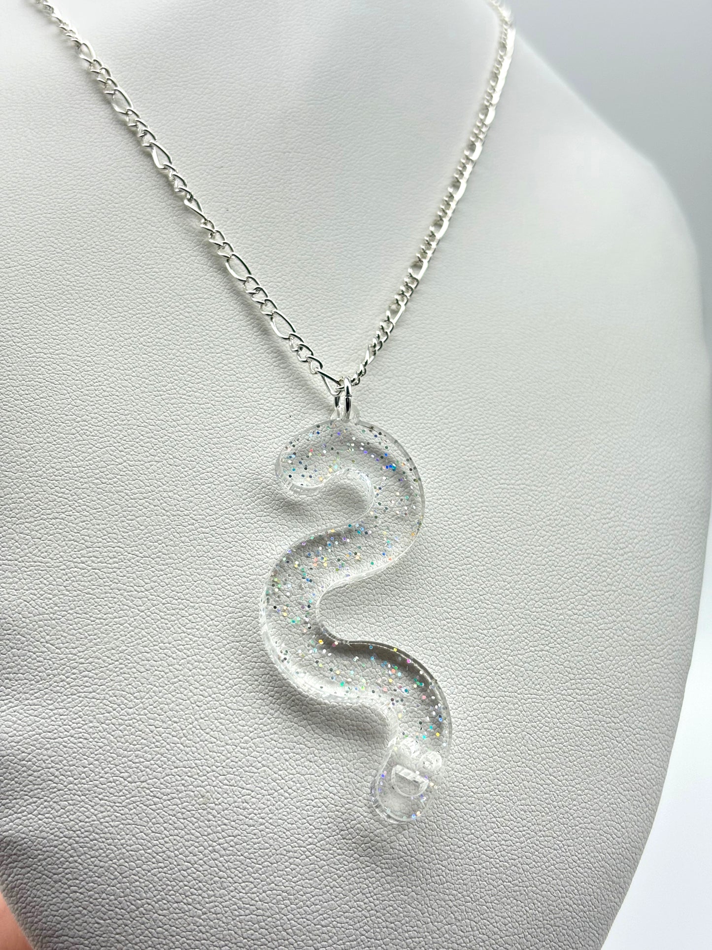 Wormie Necklace - Clear Holo Glitter image 1