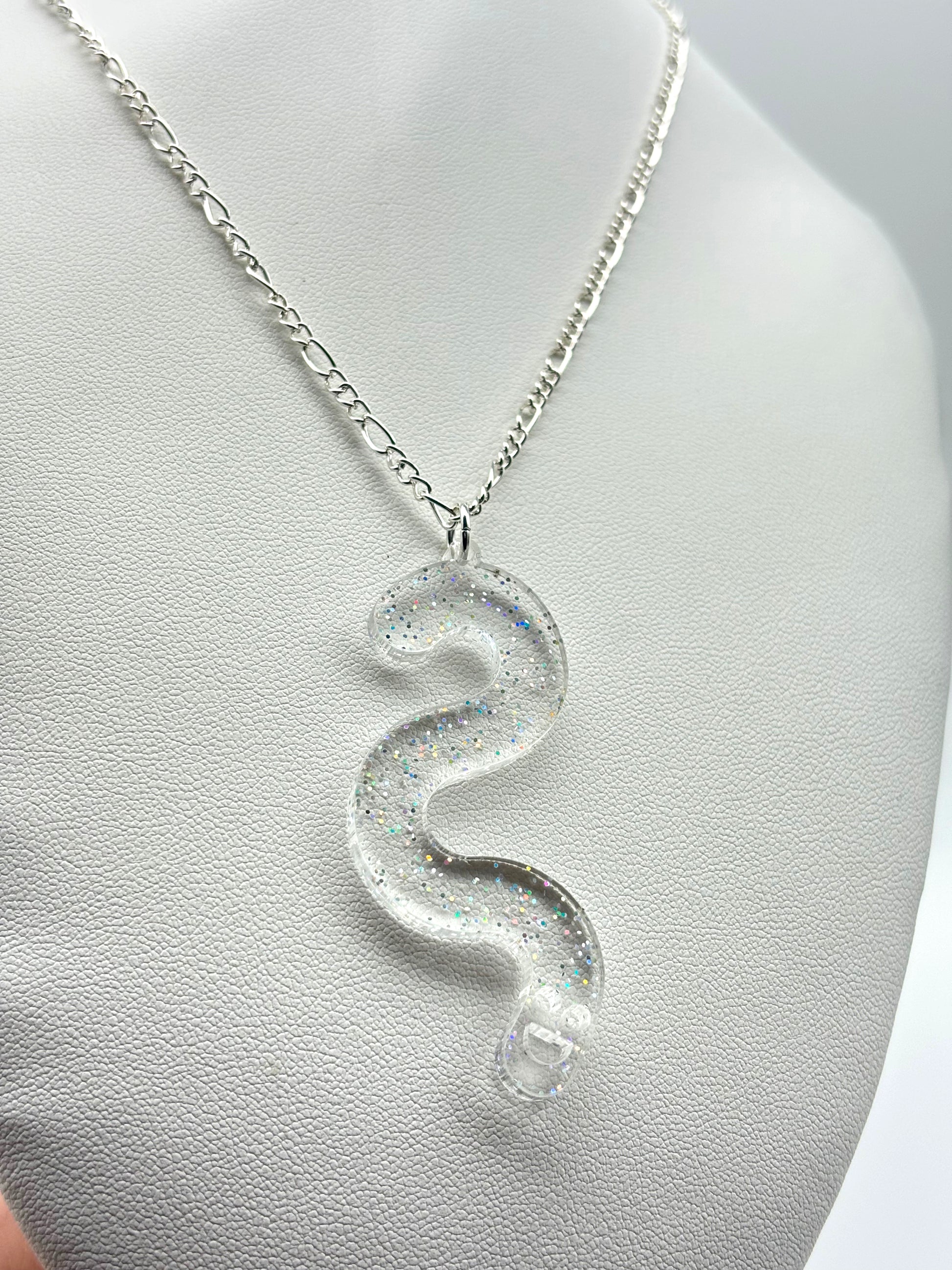 Wormie Necklace - Clear Holo Glitter image 1