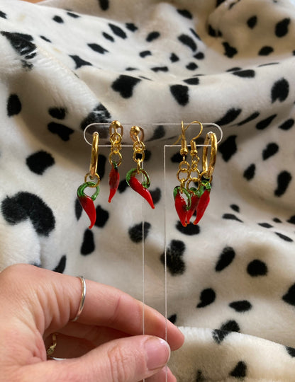 Clicker Hoop Chilli Earrings - Gold Plated image 2