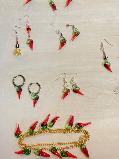 Clicker Hoop Chilli Earrings - Stainless Steel image 1