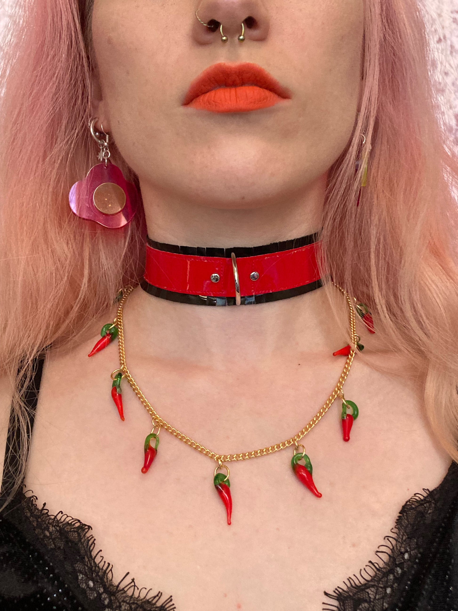 Glass Chilli Charm Necklace image 1