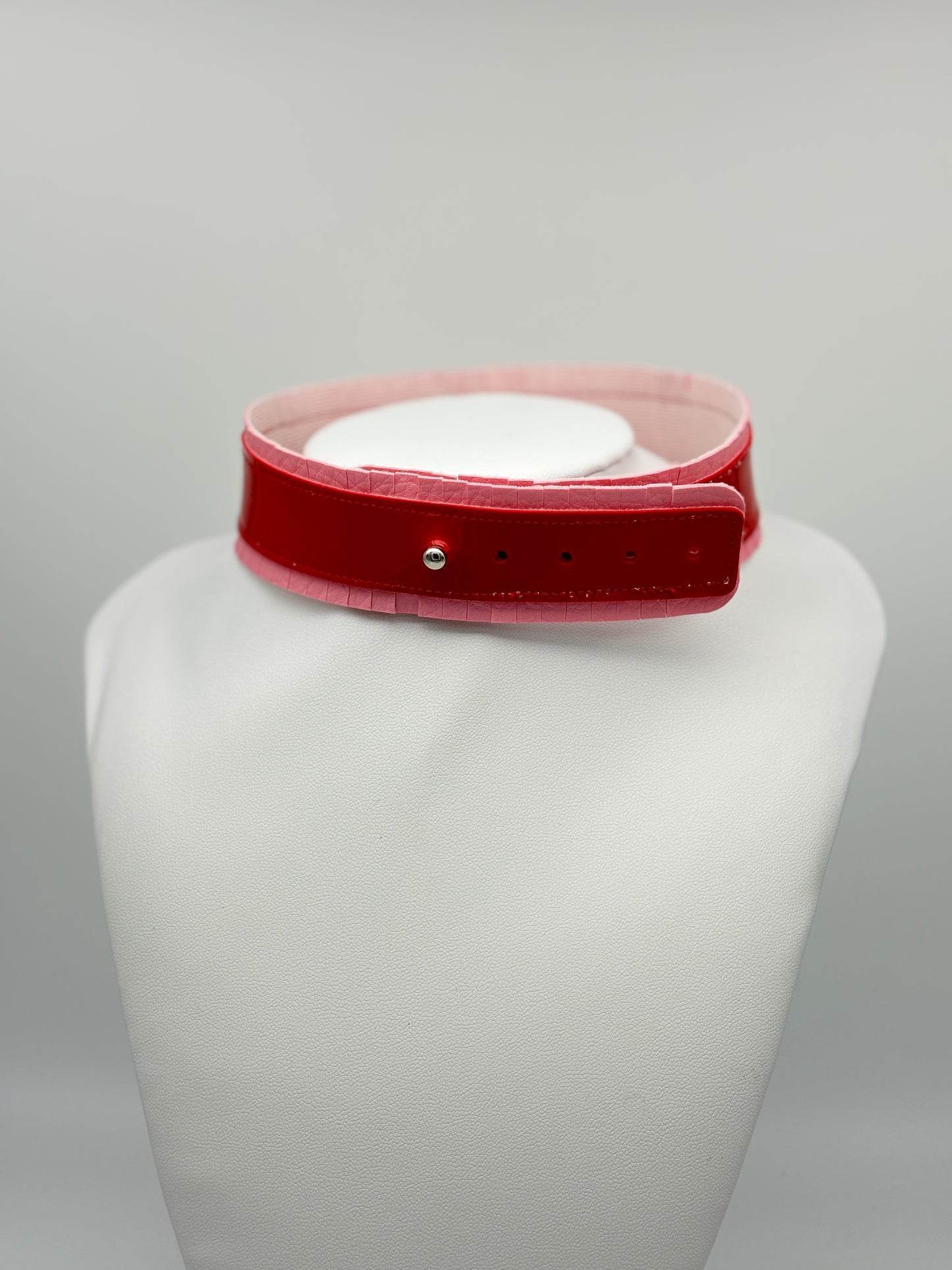 Fringed PVC choker - Baby Pink & Red image 8