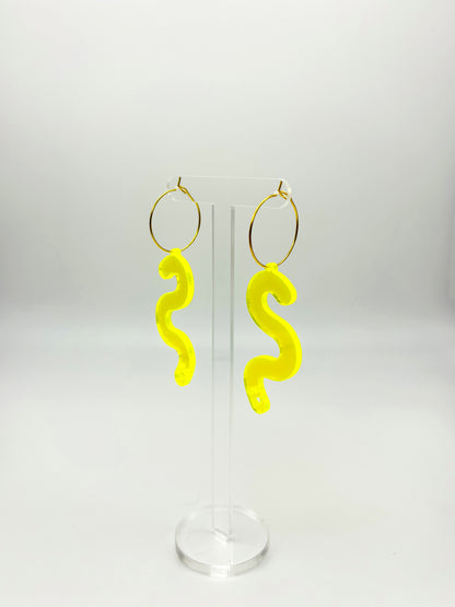Fluorescent Worm Hoop Earrings image 3