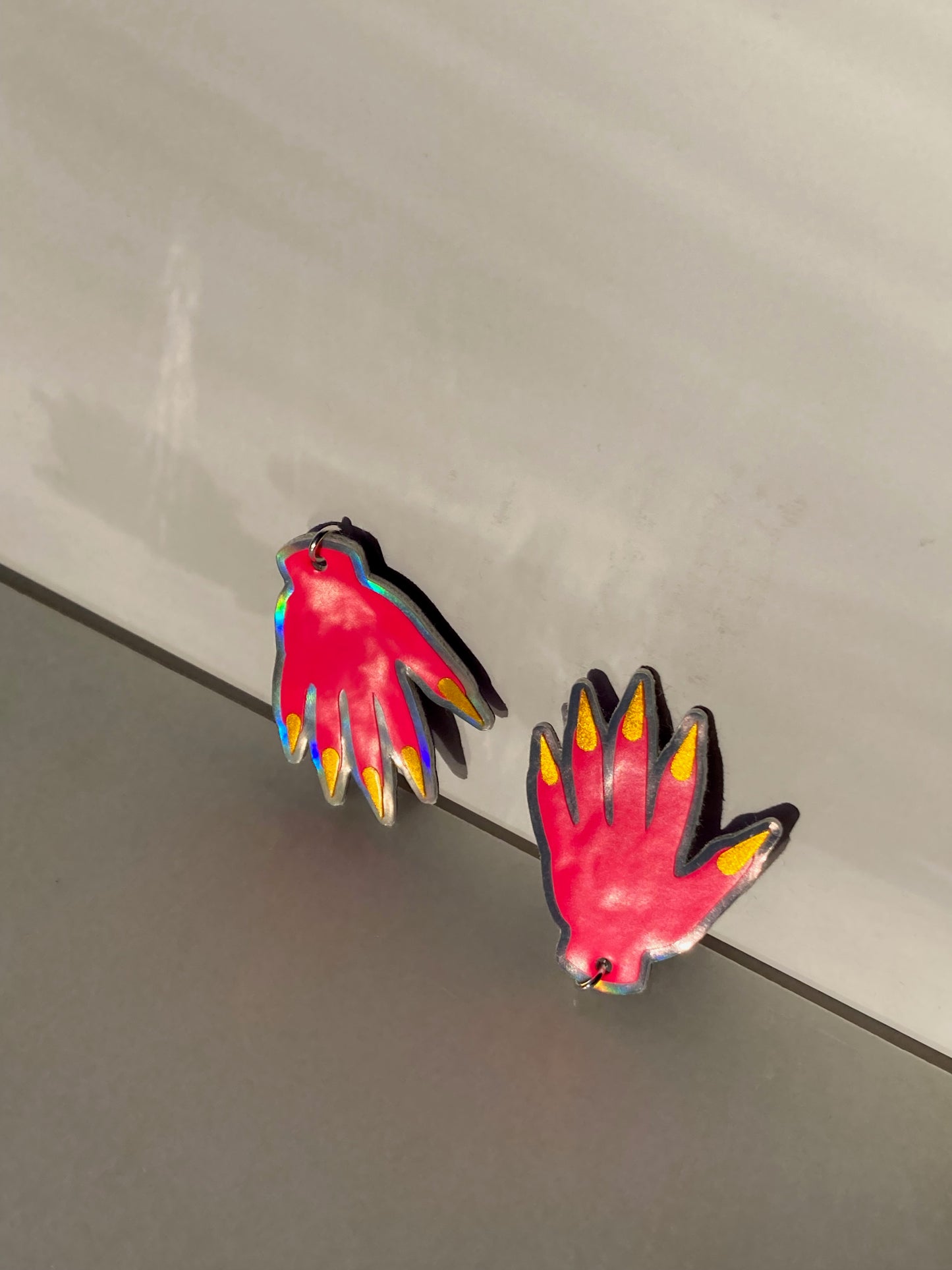Sparkly Hand Earrings - Fluro Pink image 5