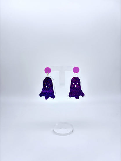 Holographic Ghost Earrings - Violet Shimmer image 2