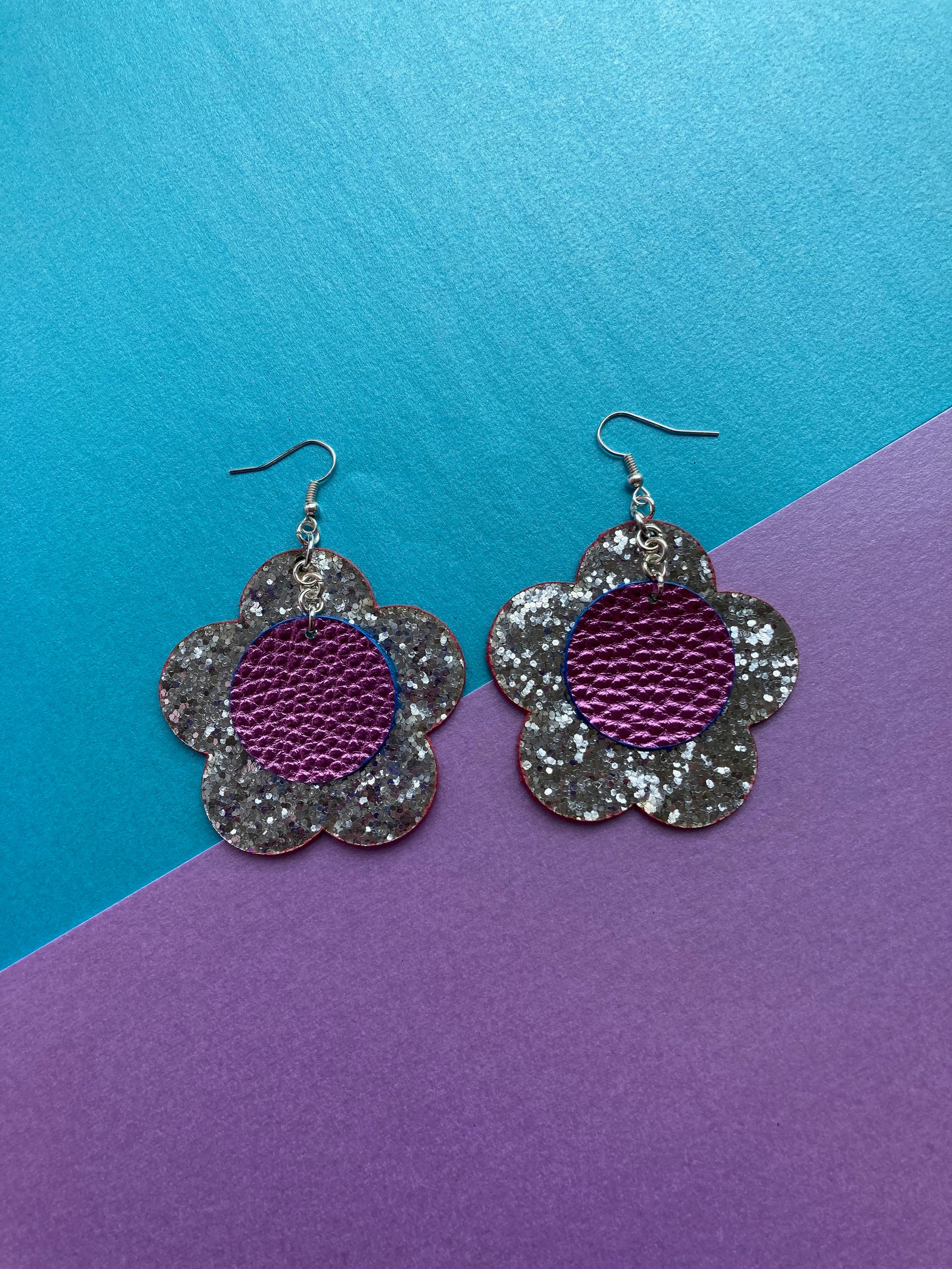 Disco Flower Turquoise Medium Earrings image 12
