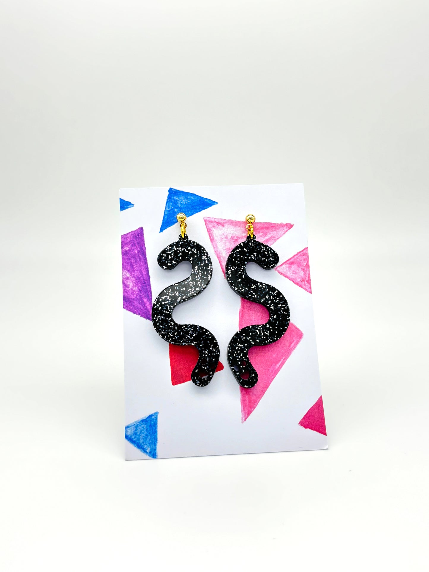 Glitter Worm Simple Dangles - Black image 0