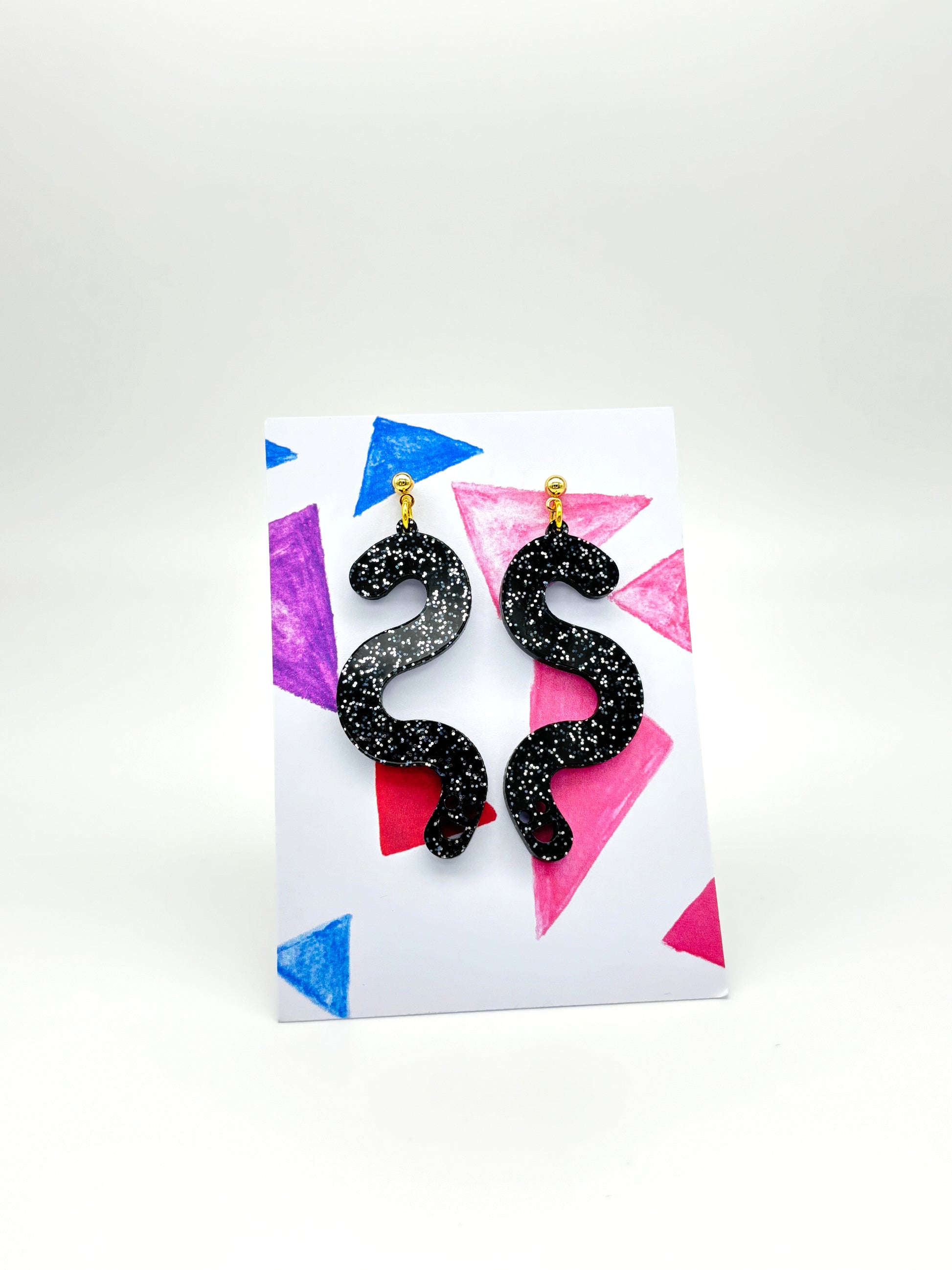 Glitter Worm Simple Dangles - Black image 0