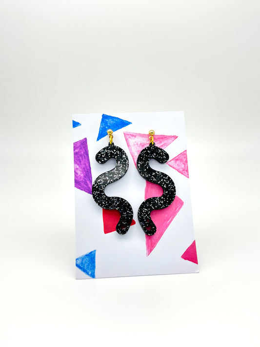 Glitter Worm Simple Dangles - Black image 0