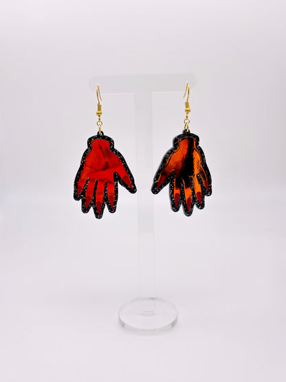 Sparkly Hand Acrylic Earrings - Tourmaline Aurora & Black Glitter image 7