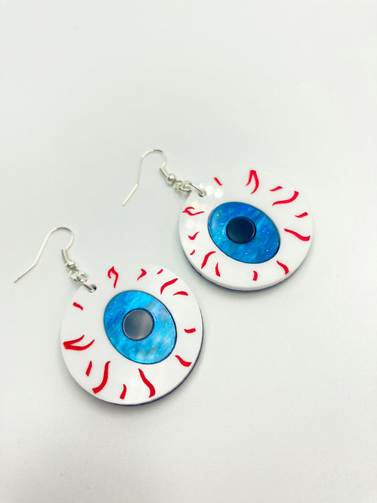 Eyeball Earrings Medium - Blue Shimmer Marble image 0
