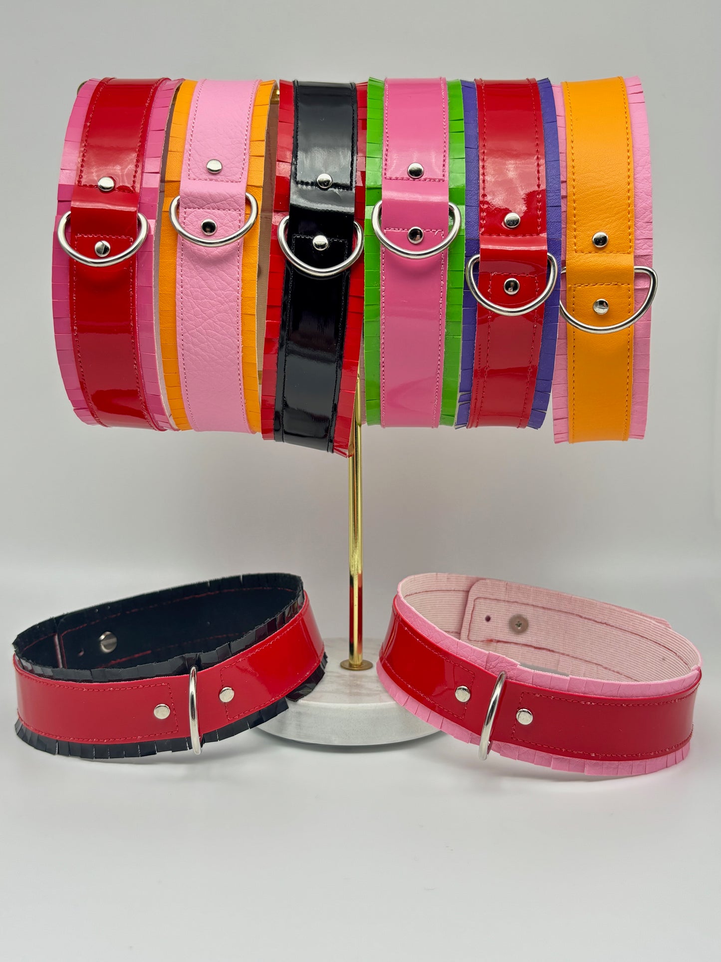 Fringed PVC choker -Pink & Red image 6