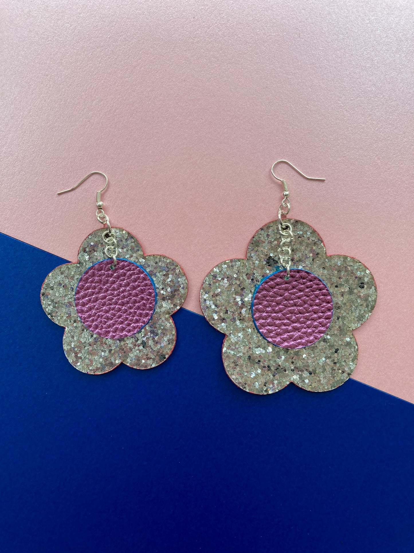 Disco Flower Silver Medium Earrings image 4
