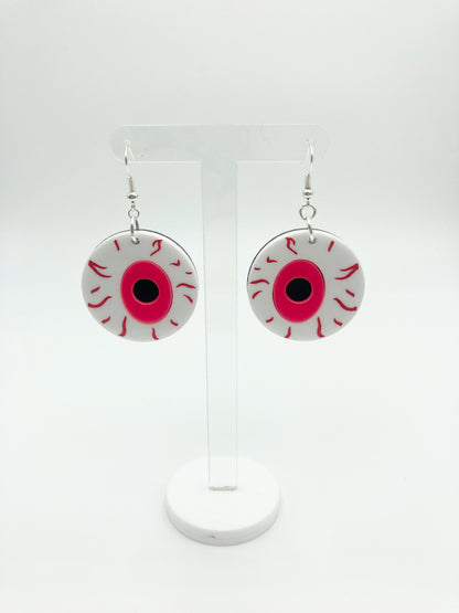 Medium Eyeball Earrings - Neon Pink image 0