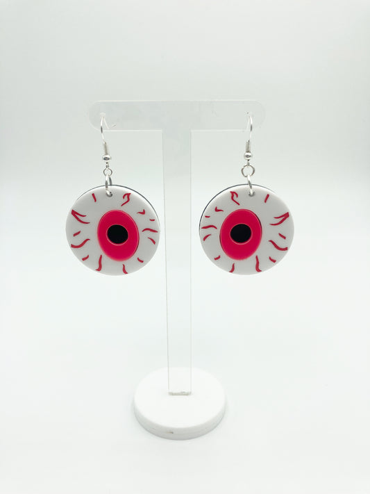 Medium Eyeball Earrings - Neon Pink image 0