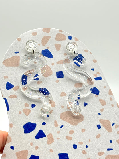 Glitter Worm Stud Earrings - Clear Rainbow image 0