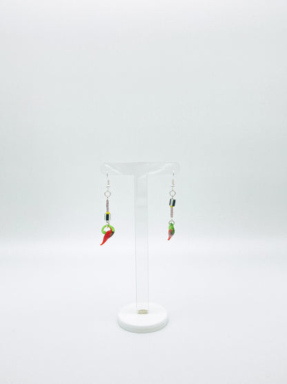 Abstract Chilli stripe b&w dangle earrings image 4