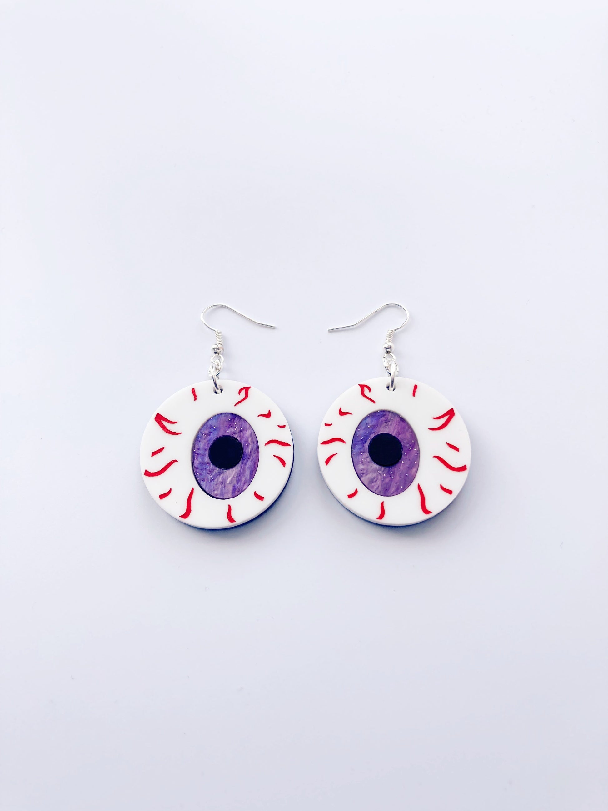 Eyeball Earrings Medium - Blue Shimmer Marble image 12