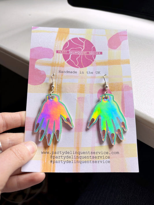 Sparkly Hand Earrings - Silver Holo Gen 2 image 0