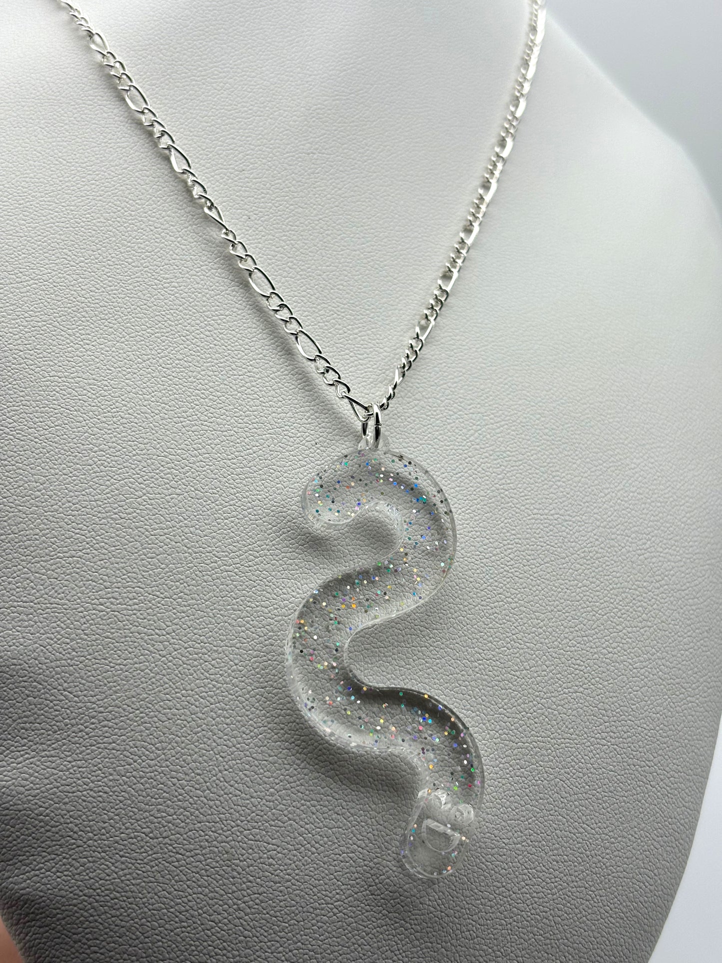Wormie Necklace - Clear Holo Glitter image 2