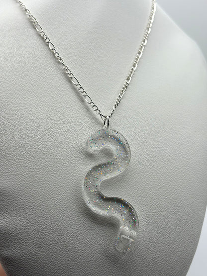 Wormie Necklace - Clear Holo Glitter image 2