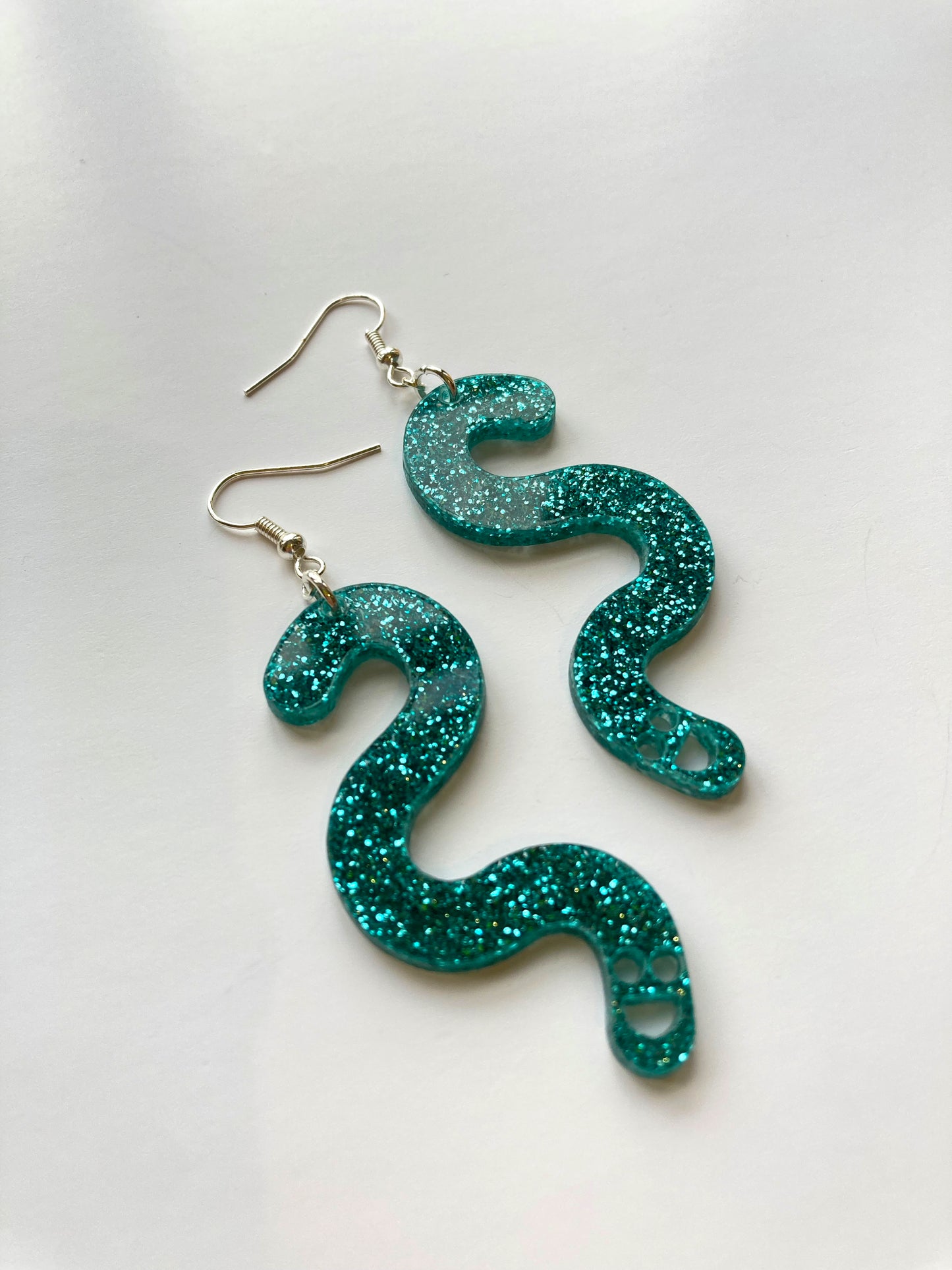 Glitter Worm Simple Dangles - Teal image 1
