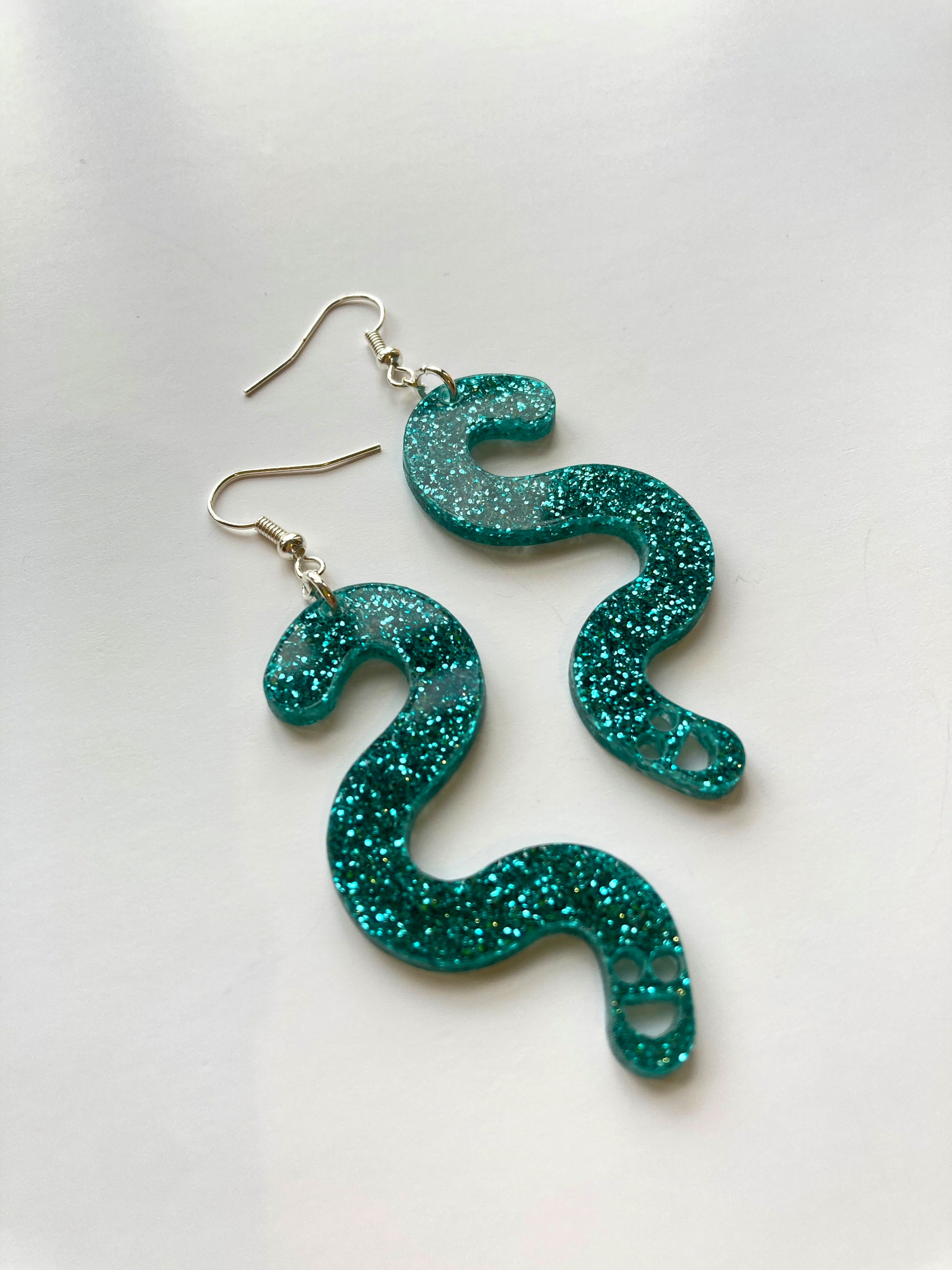 Glitter Worm Simple Dangles - Teal image 1