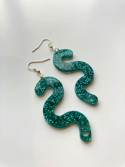 Glitter Worm Simple Dangles - Teal image 1