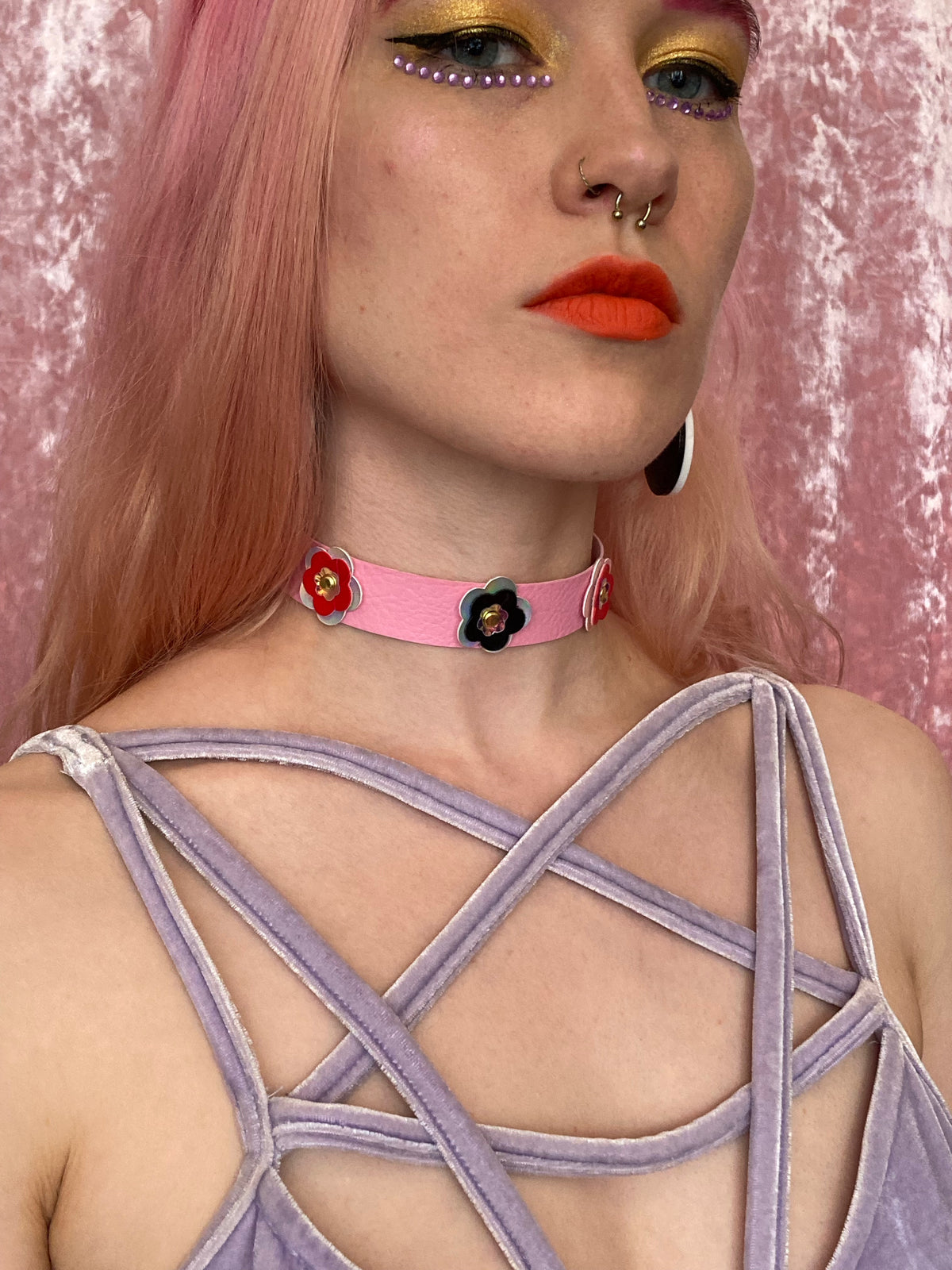 Disco Flower Baby Pink Choker image 0