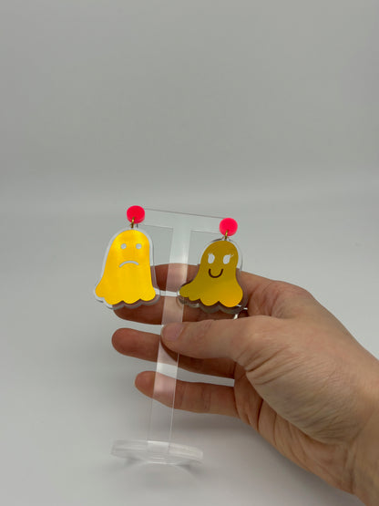 Holographic Ghost Earrings - Yellow Gold & Hot Pink image 5