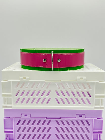 Fringed PVC choker - Green & Pink image 7