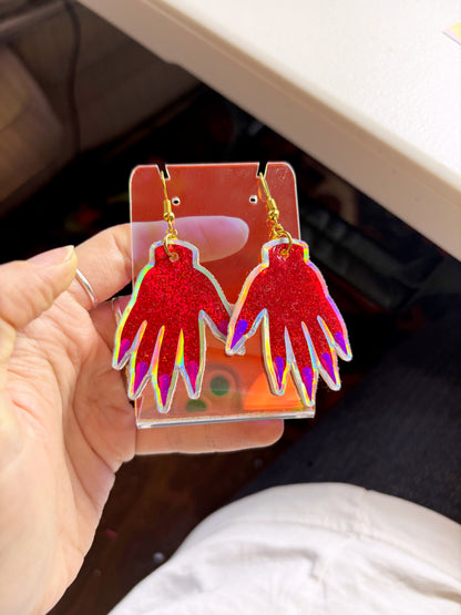 Sparkly Hand Earrings - Red Shimmer image 2