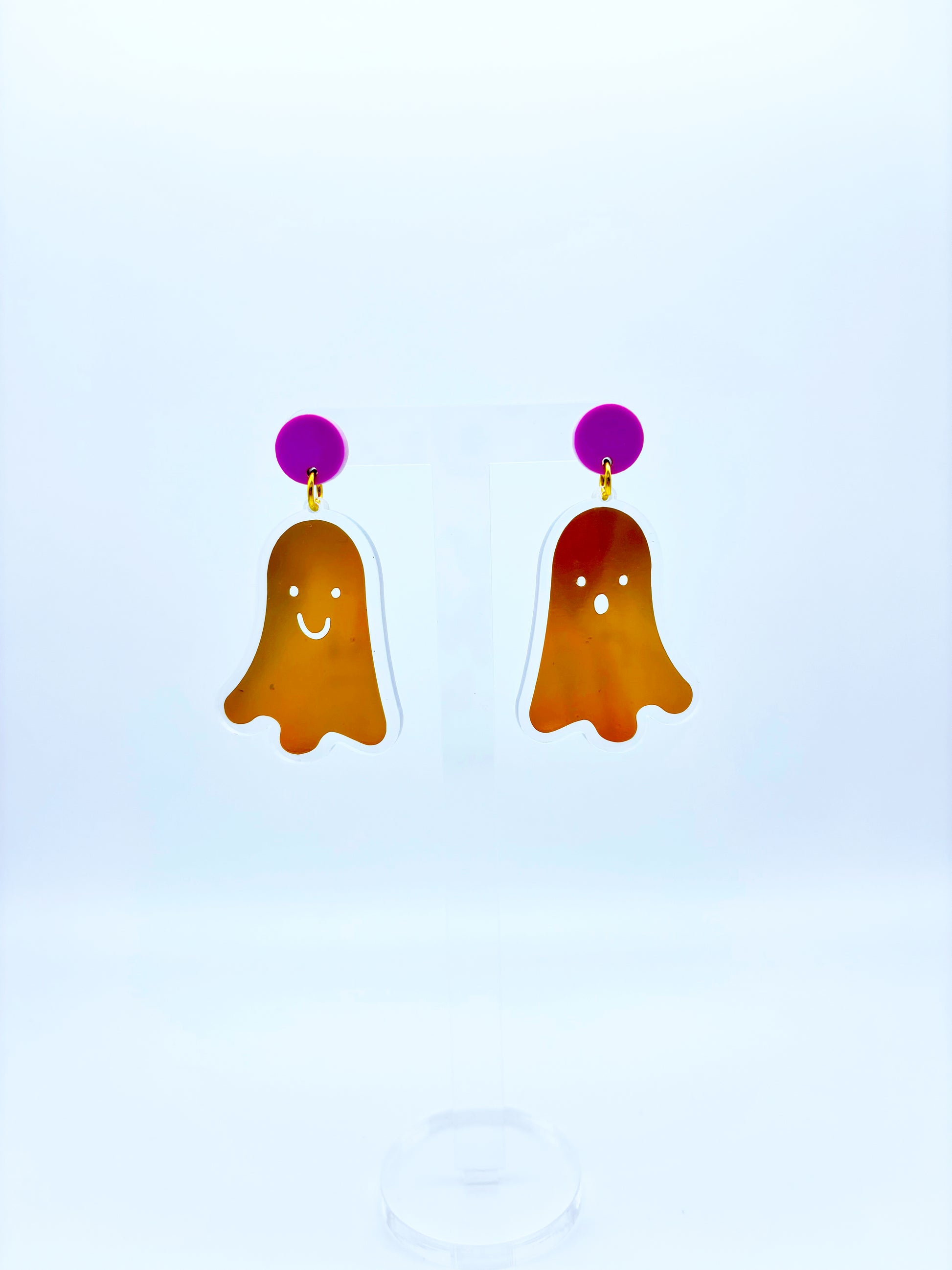 Holographic Ghost Earrings - Yellow Gold & Lilac image 2
