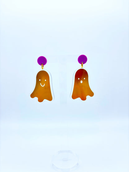 Holographic Ghost Earrings - Yellow Gold & Lilac image 2