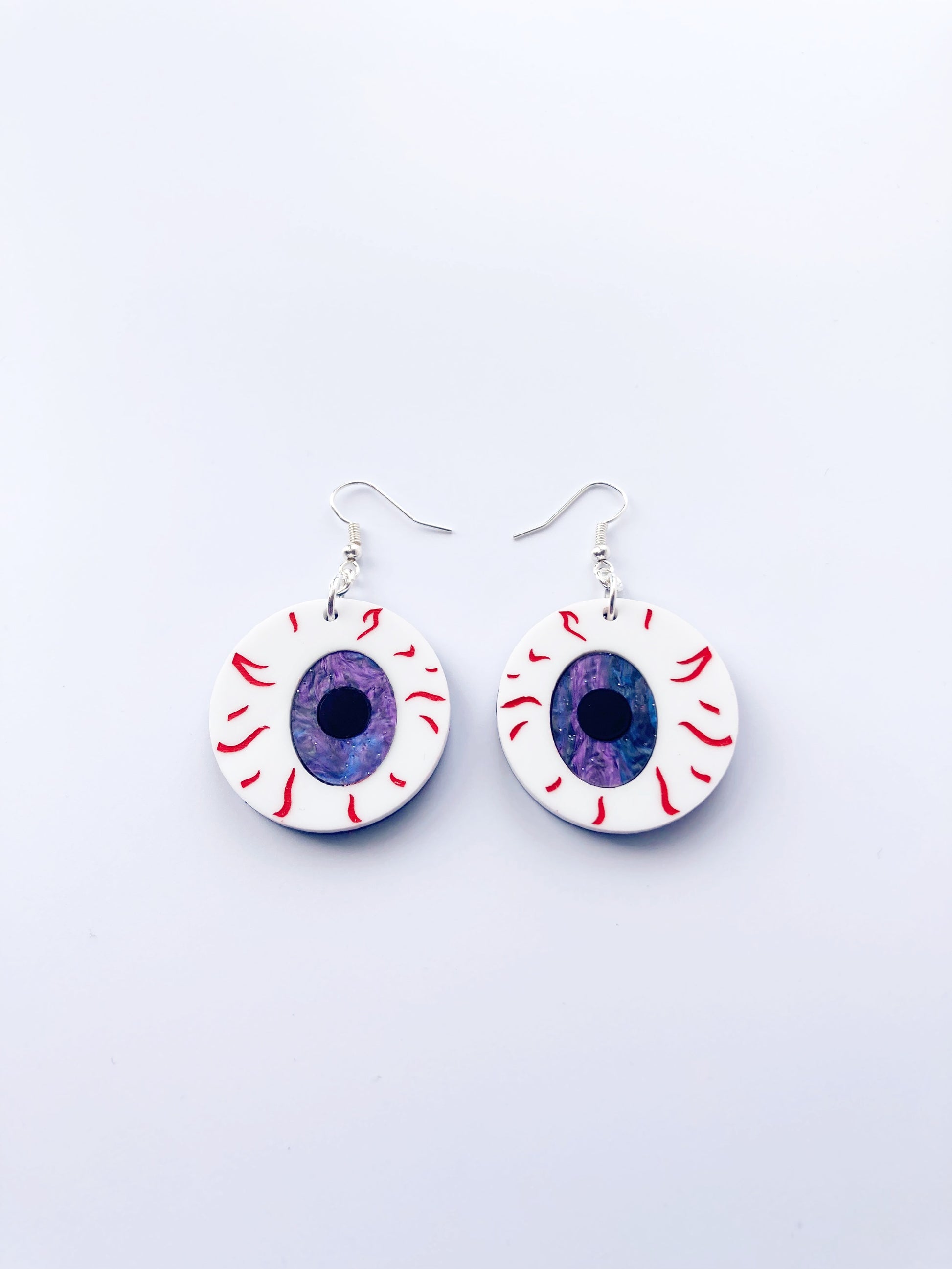 Medium Eyeball Earrings - Galaxy Glitter Marble image 0