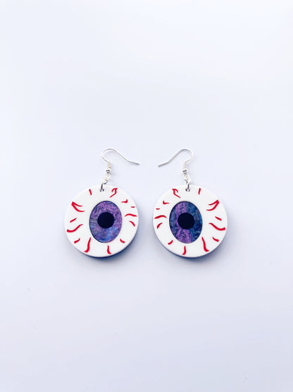 Medium Eyeball Earrings - Galaxy Glitter Marble image 0