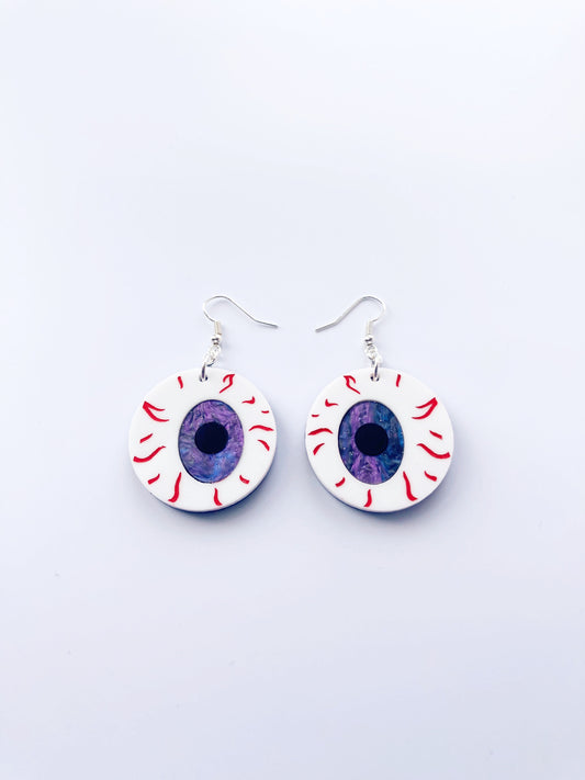 Medium Eyeball Earrings - Galaxy Glitter Marble image 0